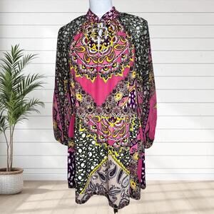 Alice + Olivia Lillian Paisley Shift Dress Desire Multi Bohemian Animal 4 Small